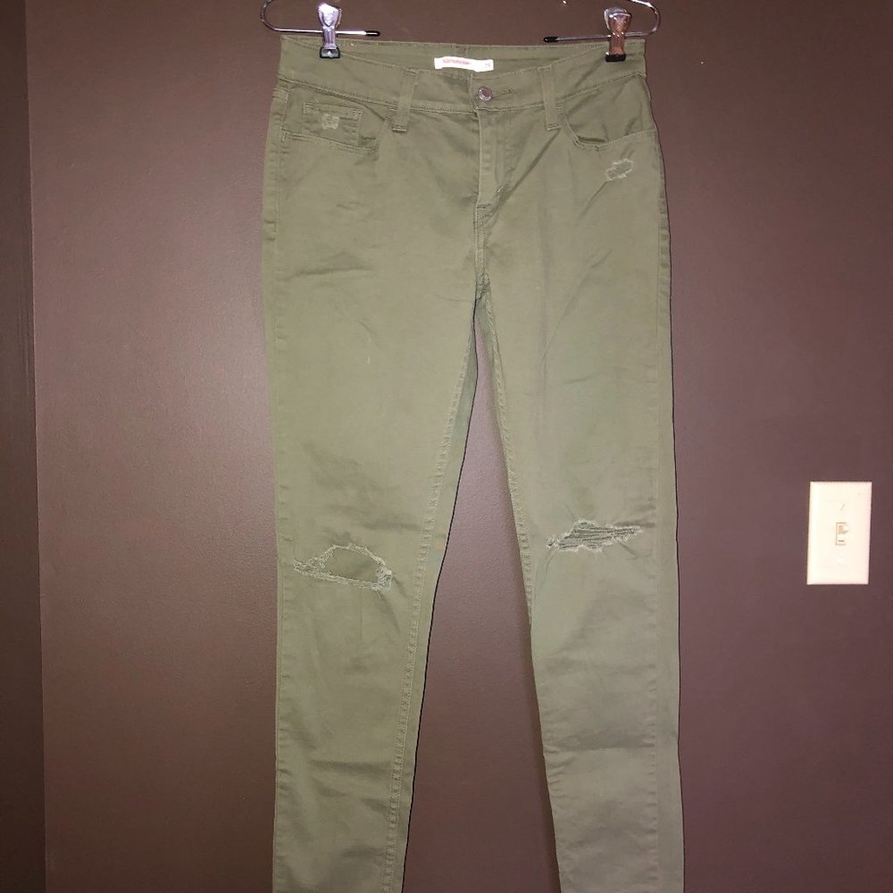 Green super skinny skinny jeans